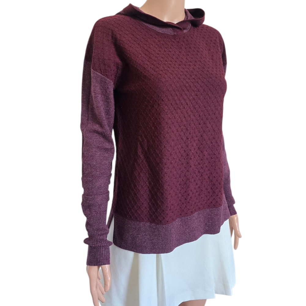 SMARTWOOL WOMEN'S SHADOW PINE HOODIE SWEATER Black Cherry Heather - Picture 3 of 10